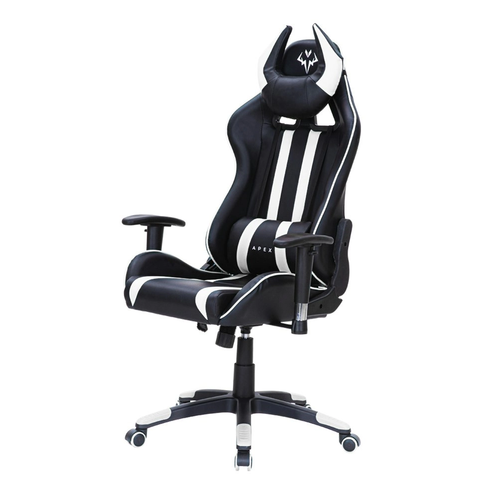 Overdrive Diablo Reclining Gaming Chair Black & White Seat Computer Office Neck Lumbar Horns