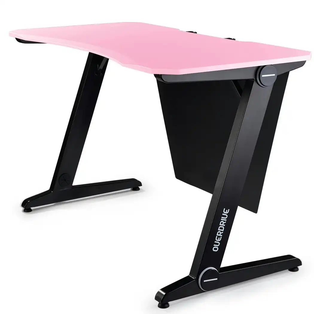 Overdrive Gaming Computer PC Desk Z-Style, Pink and Black, Cable Management