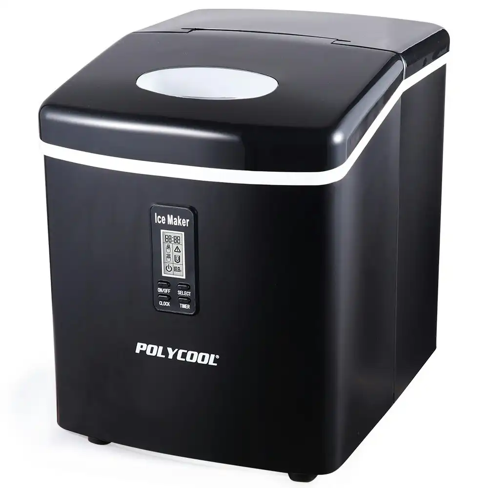 PolyCool 3.2L Portable Ice Cube Maker Machine Automatic with LCD Control Panel, Black