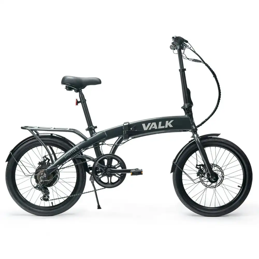 Valk Shuttle 5 Electric Folding Bike, Gen II, 20 Inch Tyres, Shimano 7-Speed, Dark Grey