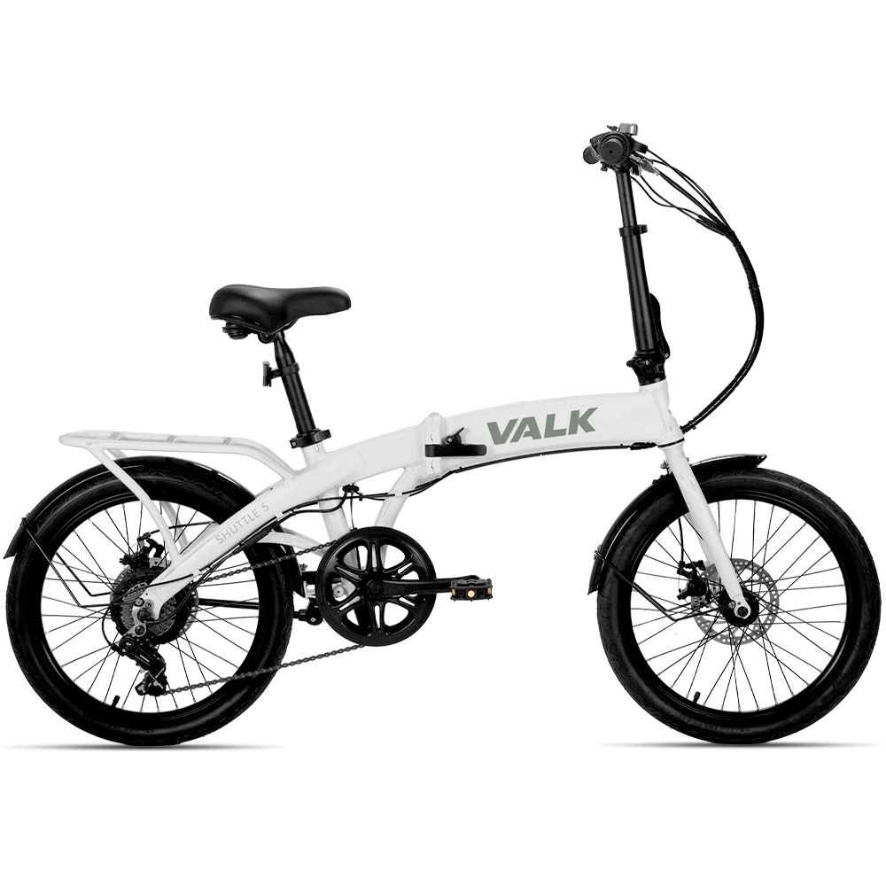 Valk Shuttle 5 Electric Folding Bike, Gen II, 20 Inch Tyres, Shimano 7-Speed, White