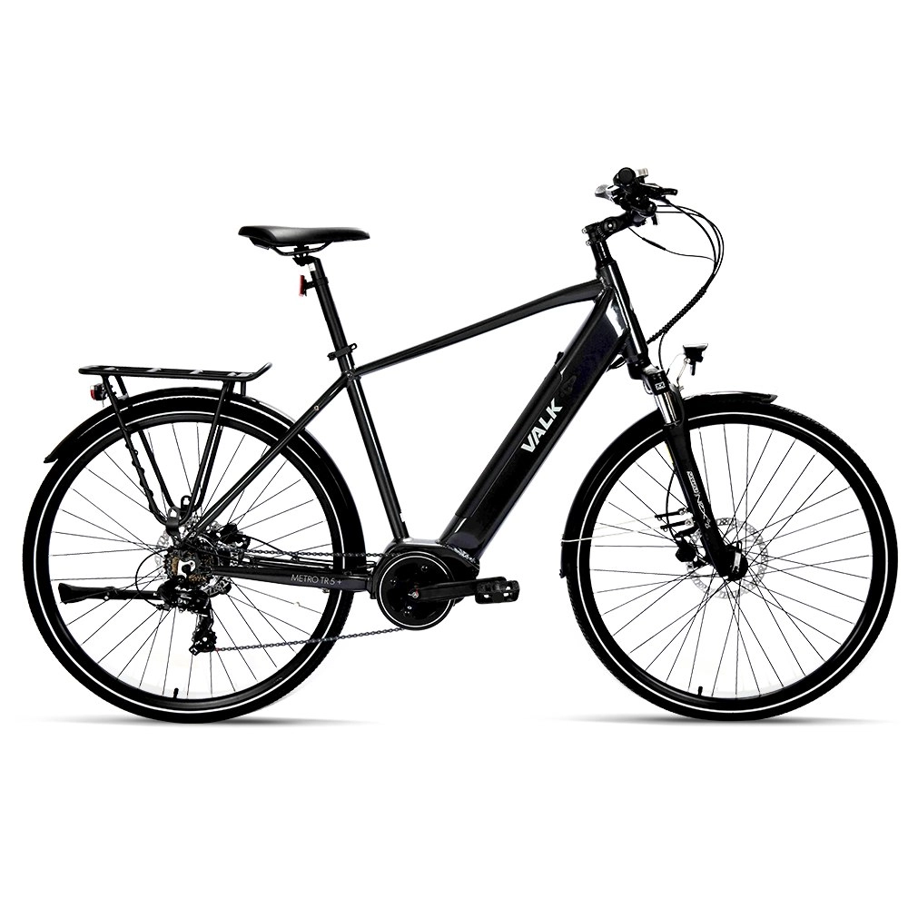 Valk Metro TR 5 + Electric Hybrid Bike, Gen II, Mid-Drive, Large, Dark Grey