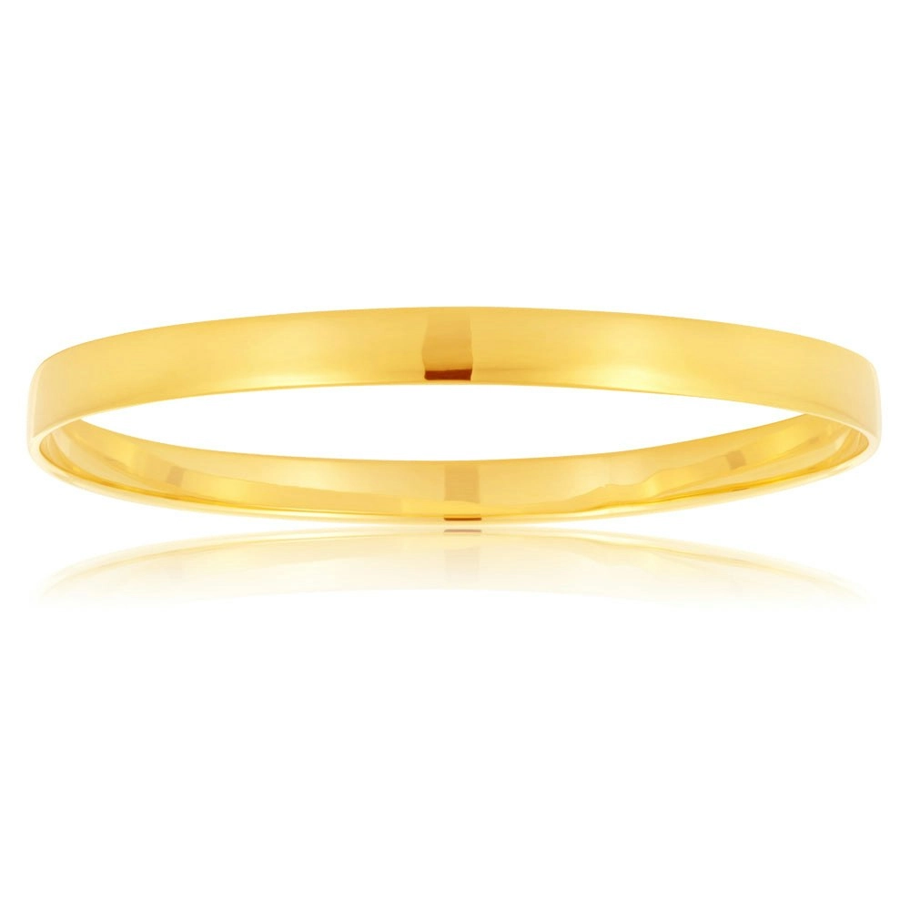 9ct Yellow Gold 6mm wide Solid Bangle