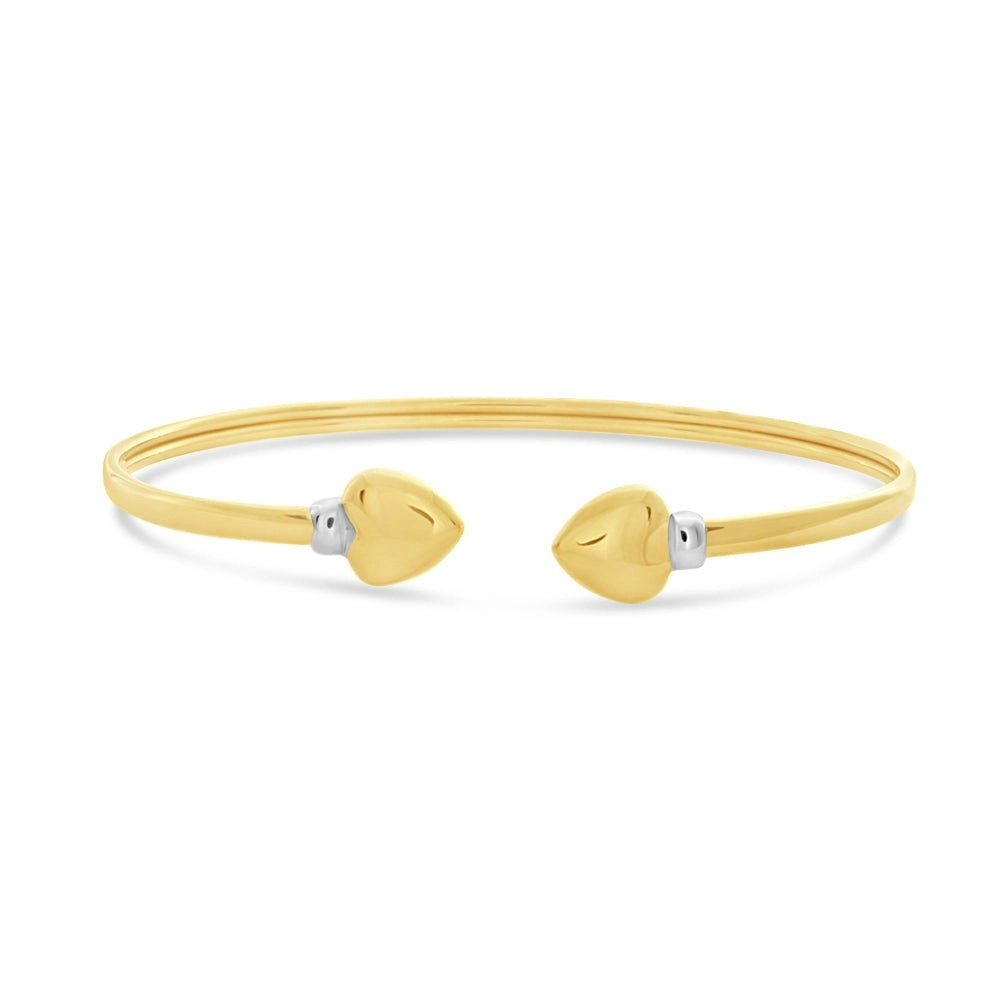 9ct Two-Tone Gold Filled Heart Cuff Bangle