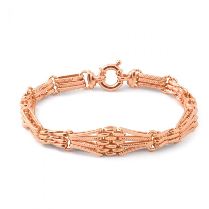 9ct Rose Gold Silver Filled Gate 21cm Ladies Bracelet