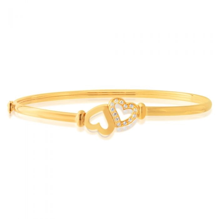 9ct Gold Silverfilled Heart Bangle