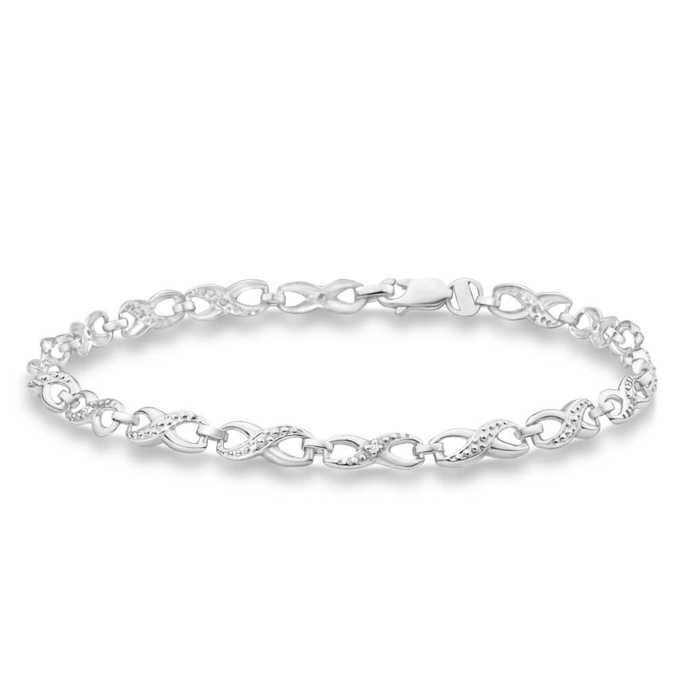 9ct Alluring White Gold Diamond Fancy Bracelet