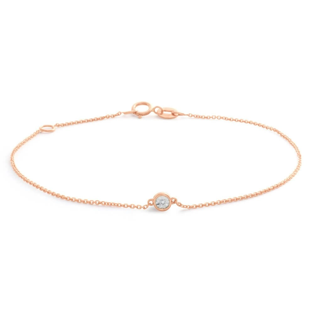 9ct Rose Gold Diamond Adjustable 16-18cm Bracelet