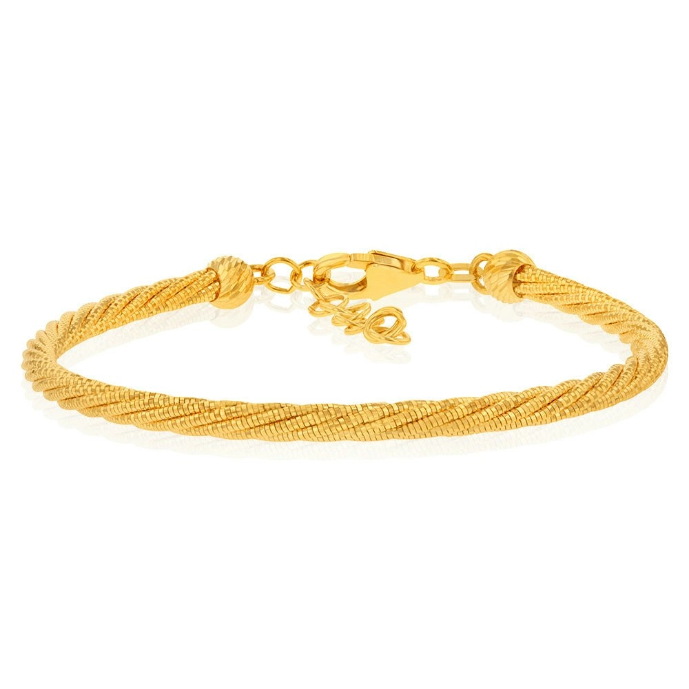 9ct Yellow Gold Sparkling Memory Omega 16+3cm Bracelet