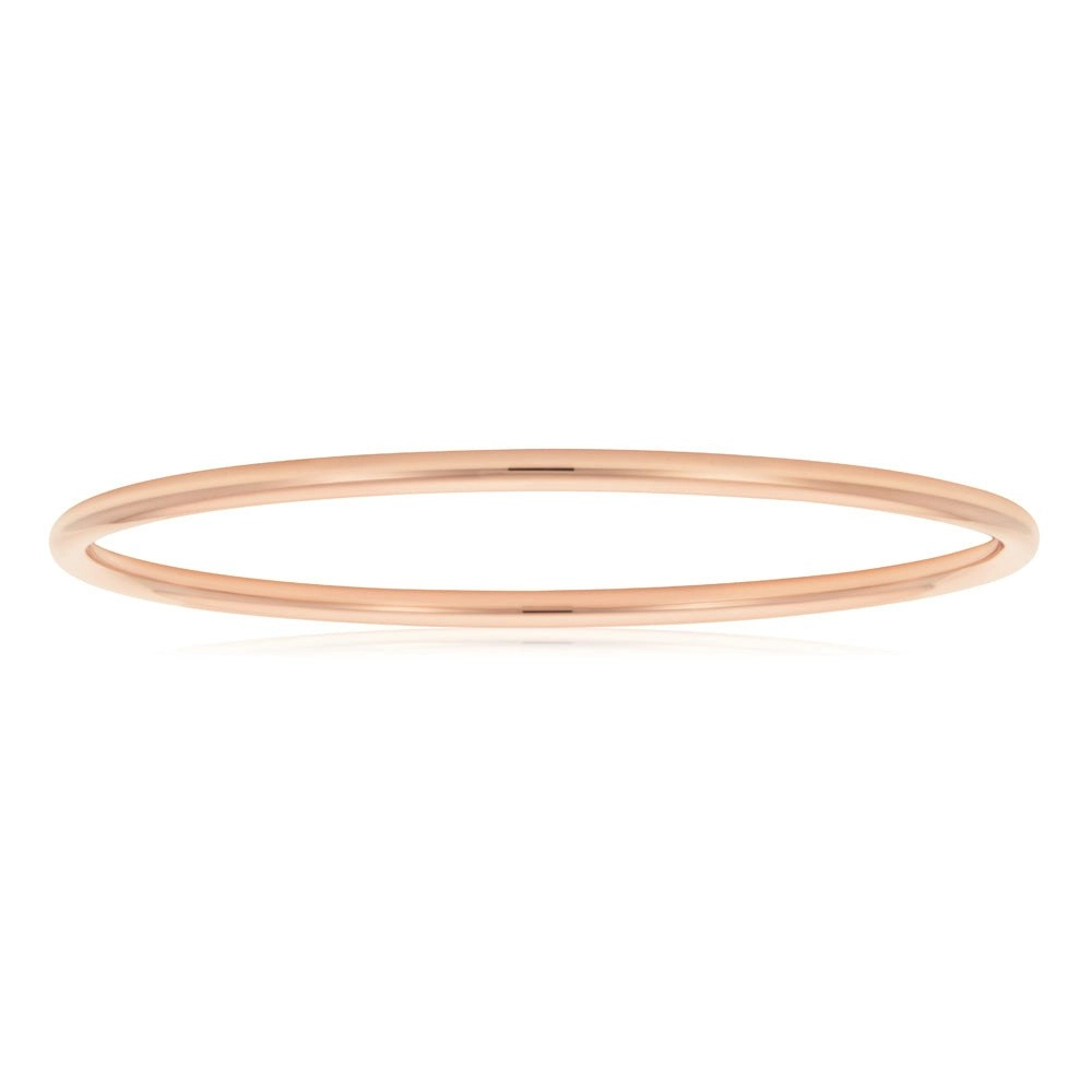 9ct 4mm x 65mm Rose Gold Silver Filled Plain Golf Bangle