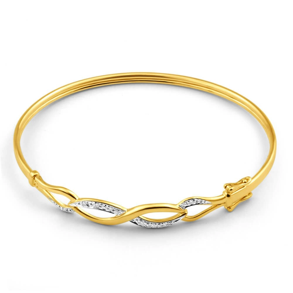 9ct Yellow Gold Diamond Bangle