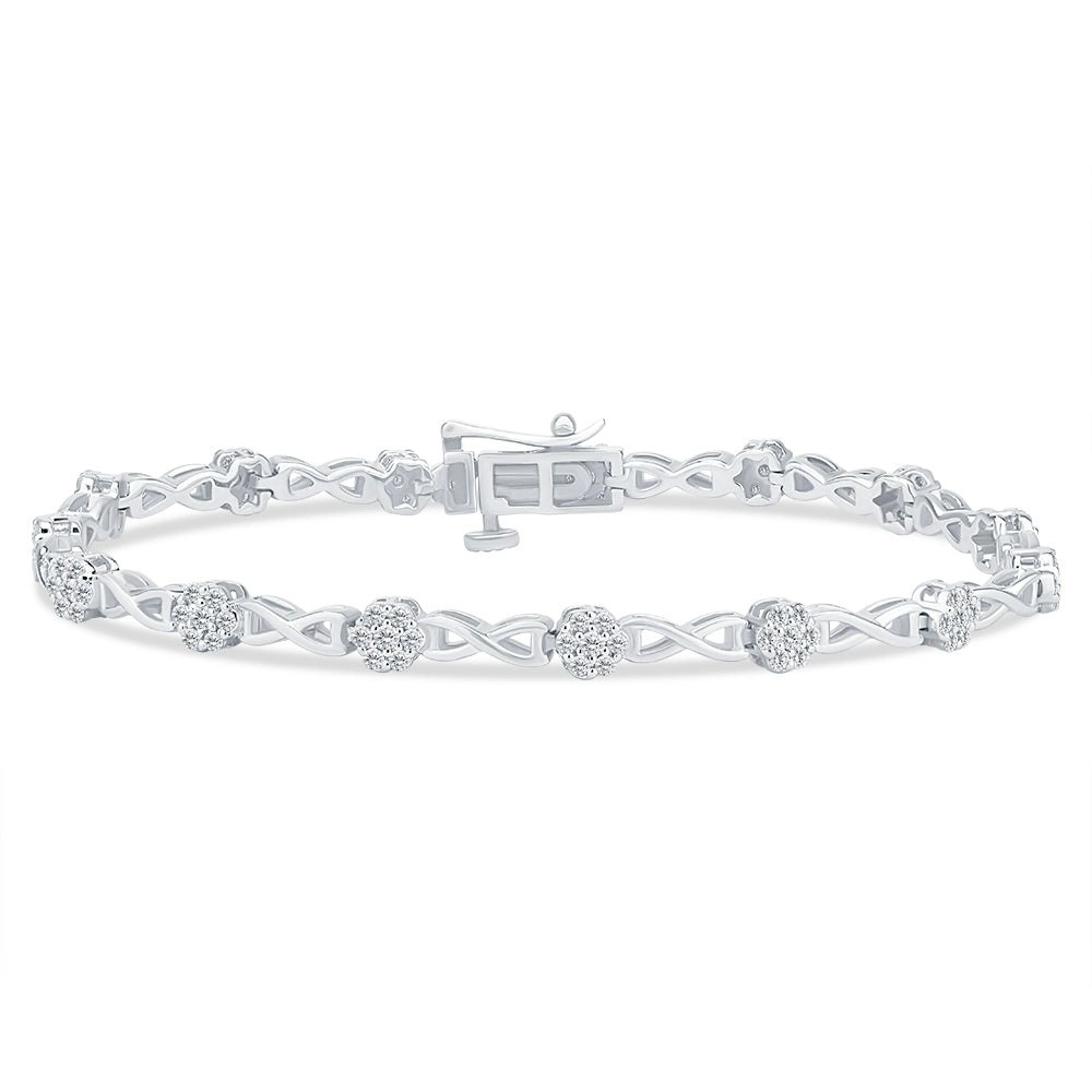 Sterling Silver 1 Carat 18cm Diamond Bracelet