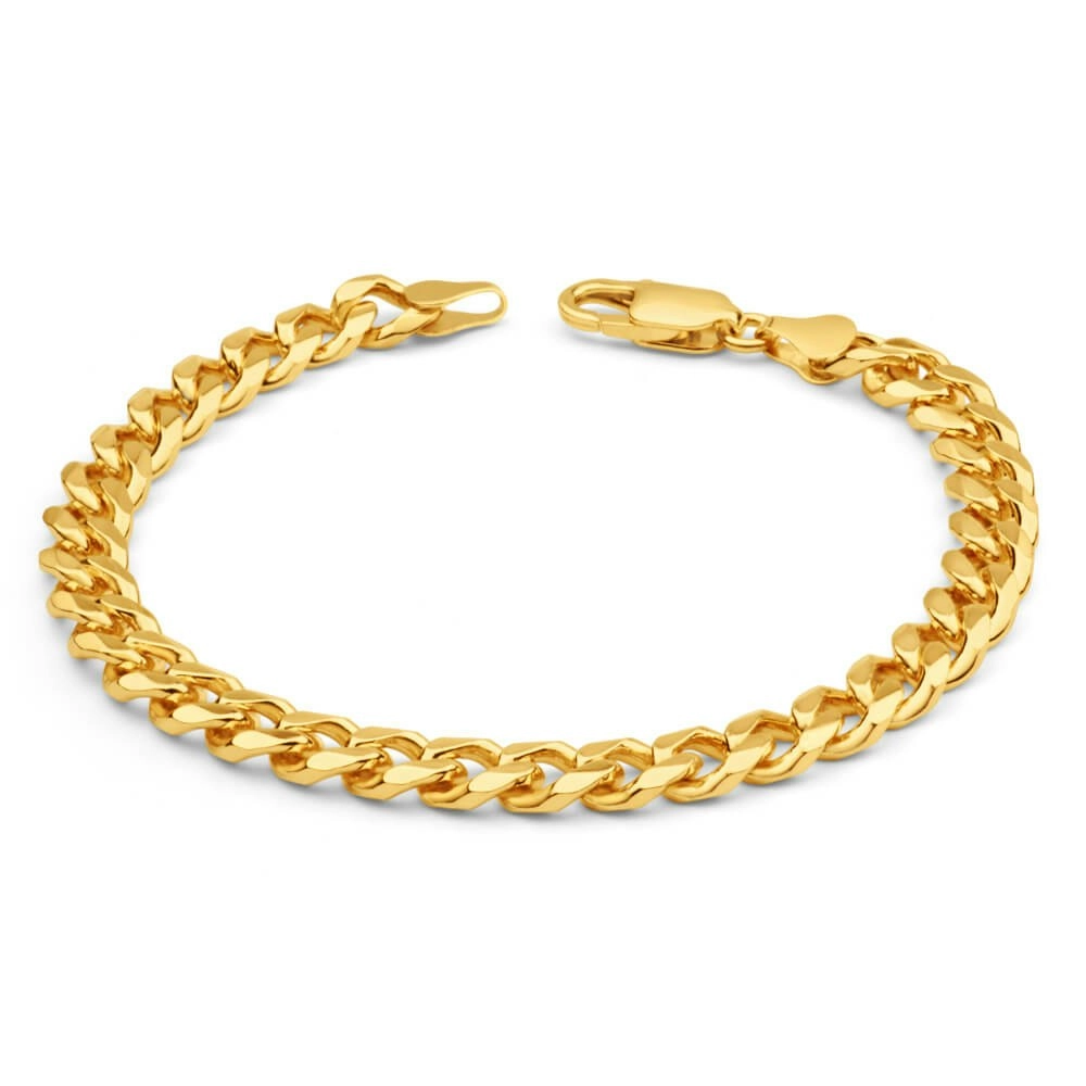 9ct Yellow Heavy Gold Curb 21cm Bracelet 200 gauge