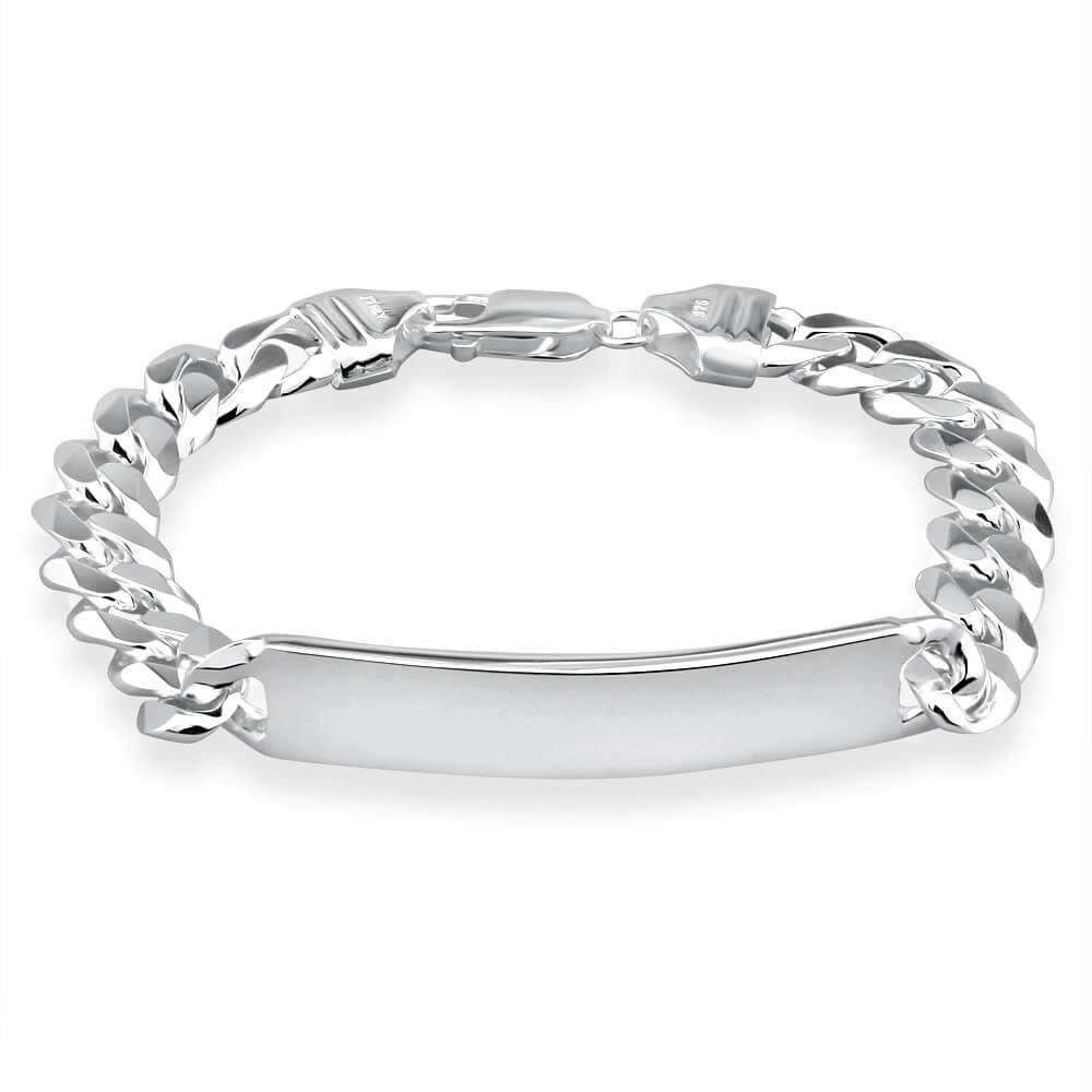 Sterling Silver Heavy Curb 250 Gauge ID Bracelet 21cm