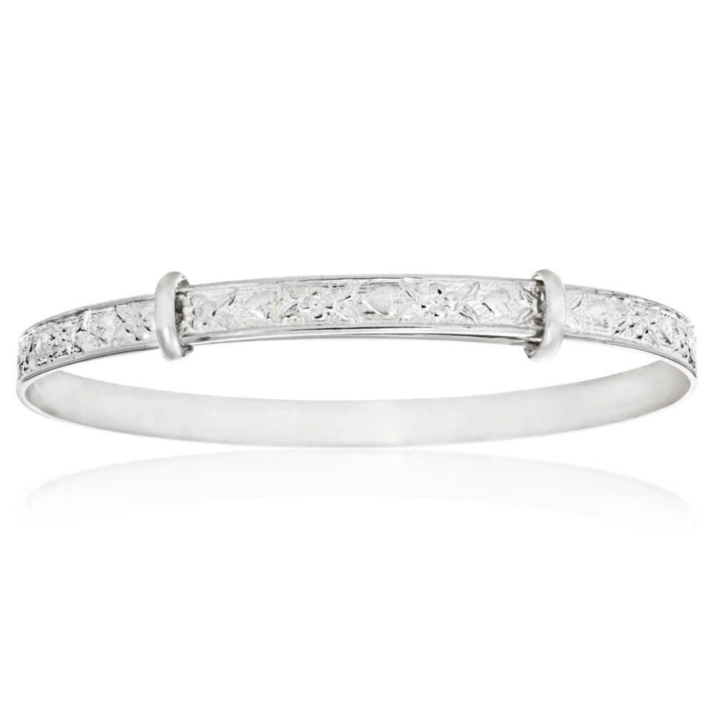 Sterling Silver Embossed Patterned Expandable Baby Bangle