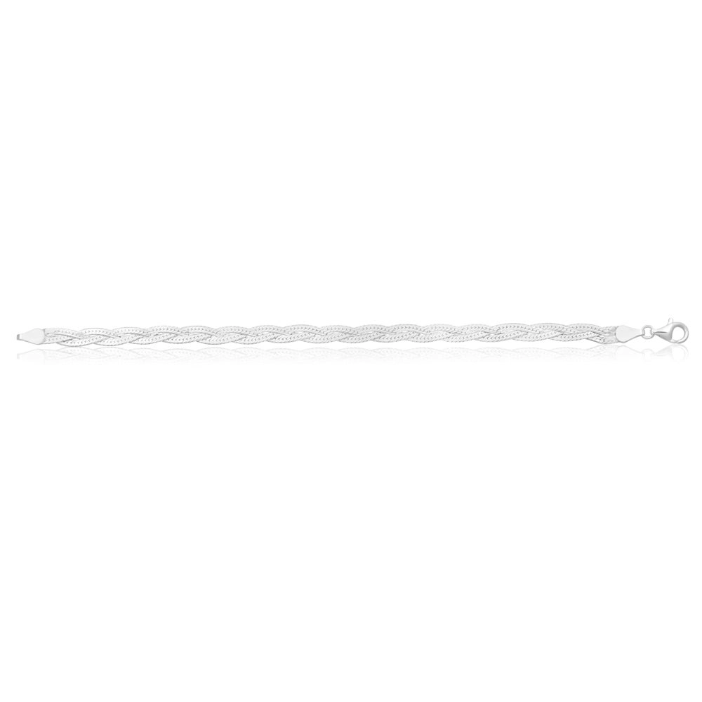 Sterling Silver 19cm Polished Plait Bracelet