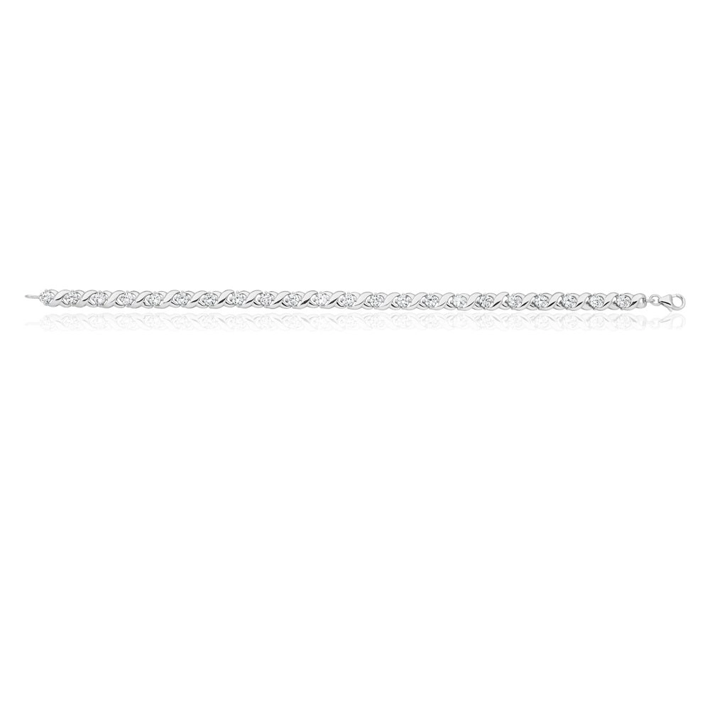 19cm Sterling Silver Zirconia Fancy Bracelet