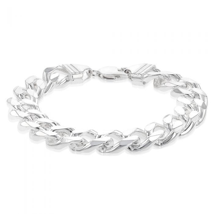 Sterling Silver Bevelled Curb 350 Gauge 21cm Bracelet