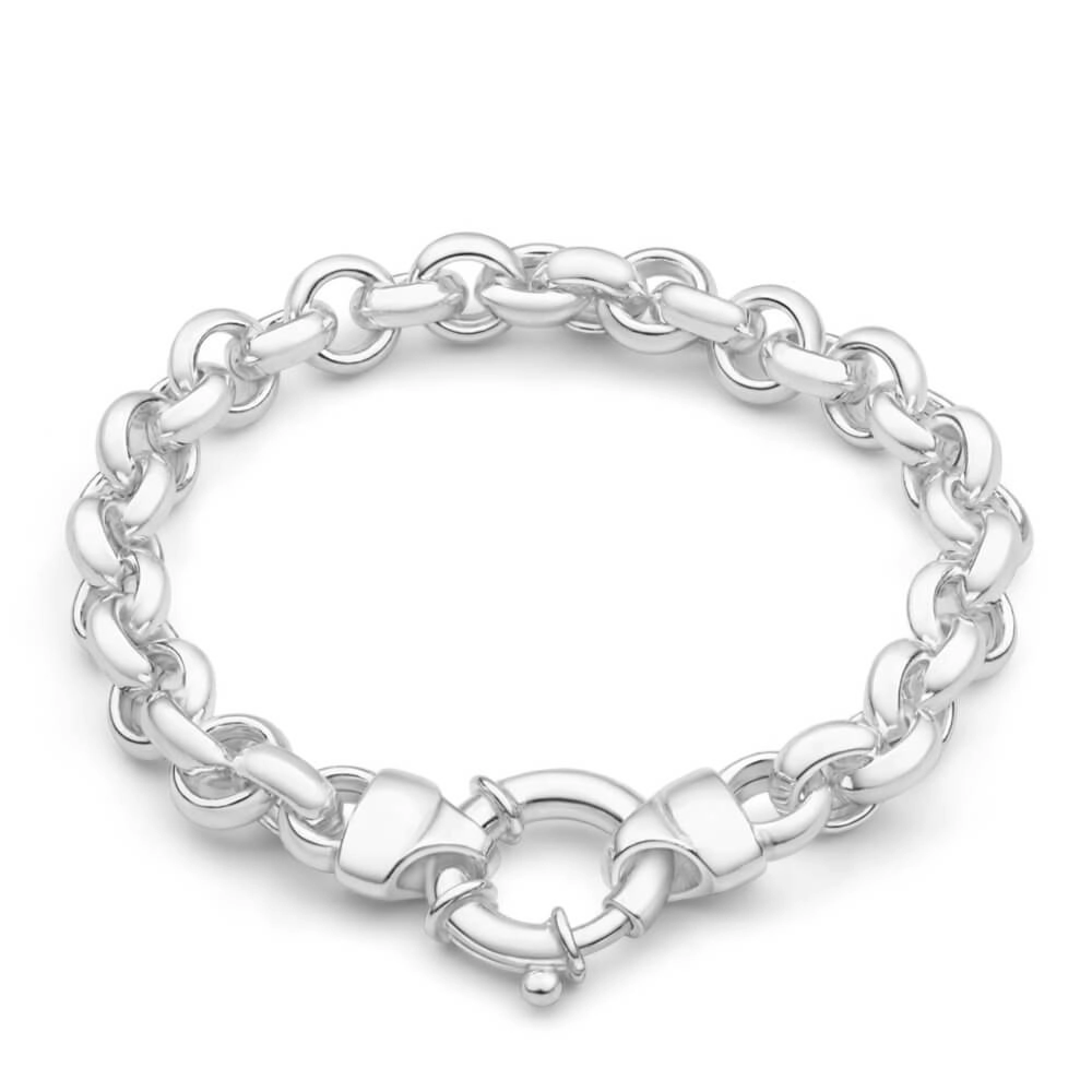 Sterling Silver Hollow Belcher Boltring 20cm Bracelet