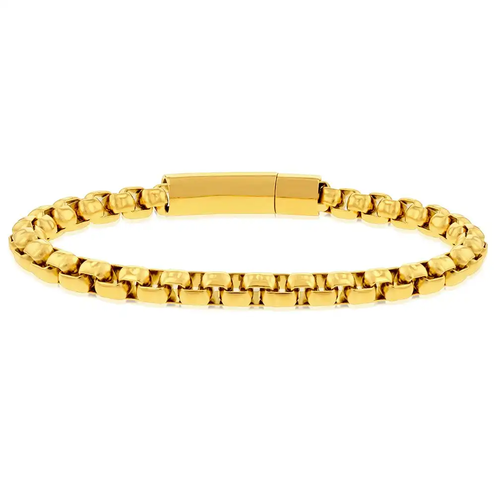 Stainless Steel Yellow Gold Plated Large Belcher 21cm Bracelet