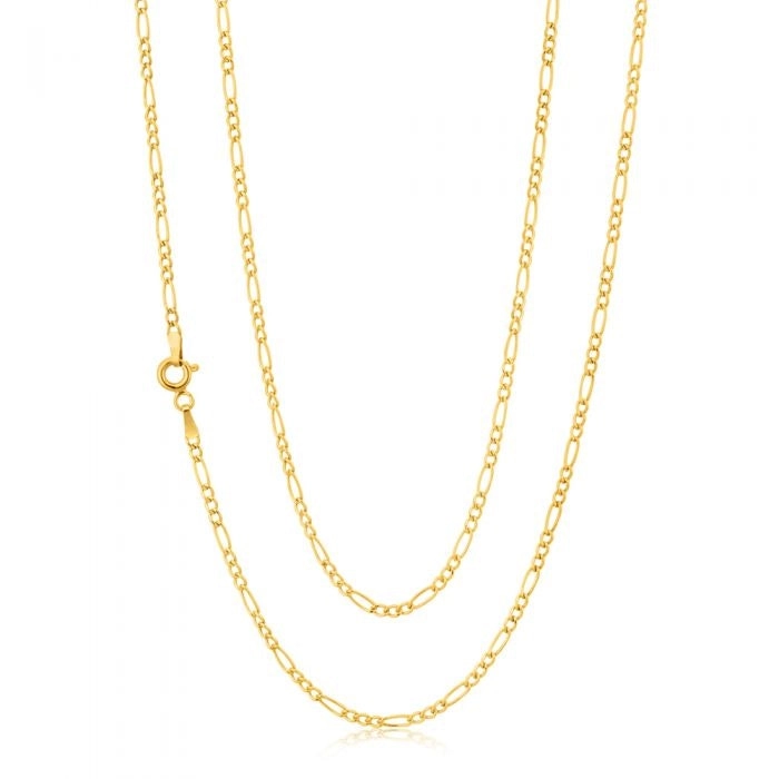 9ct Yellow Gold 3:1 Figaro 50cm Chain 50Gauge 9Y