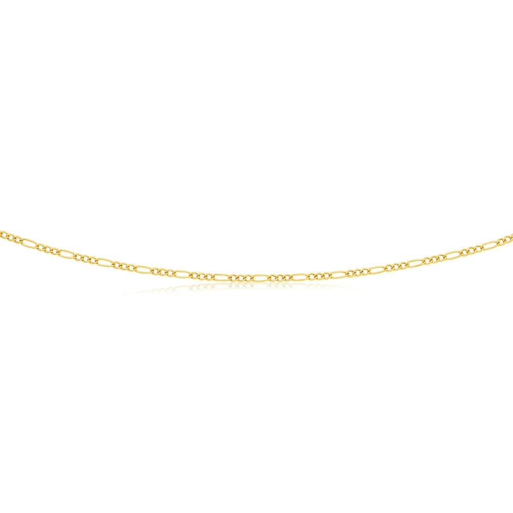 9ct Yellow Gold 3:1 Figaro 45cm Chain 50Gauge