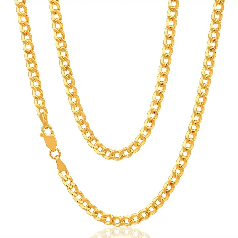 9ct Yellow Gold Copper Filled Curb 100 gauge Chain in 45cm