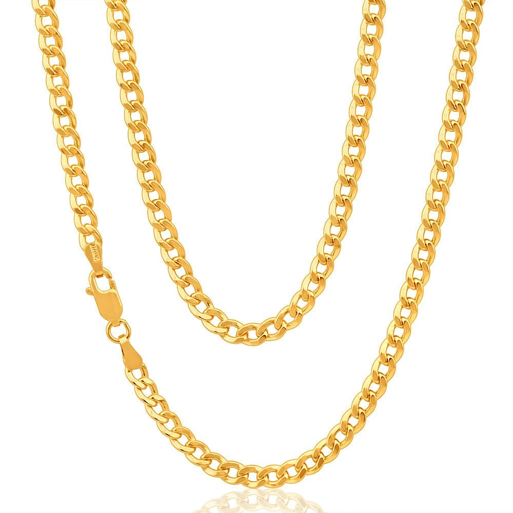 9ct Yellow Gold Copper Filled Curb 100 gauge Chain in 45cm