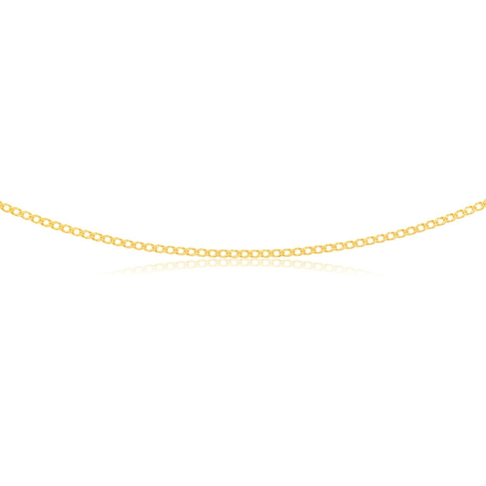 9ct Yellow Gold Curb Double Diamond Cut 45cm Chain 40gauge