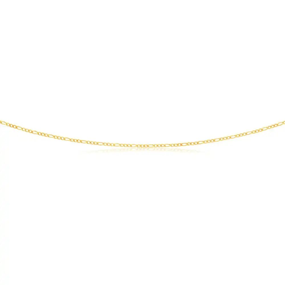 9ct Figaro 3:1 Yellow Gold 50cm 40Gauge Chain