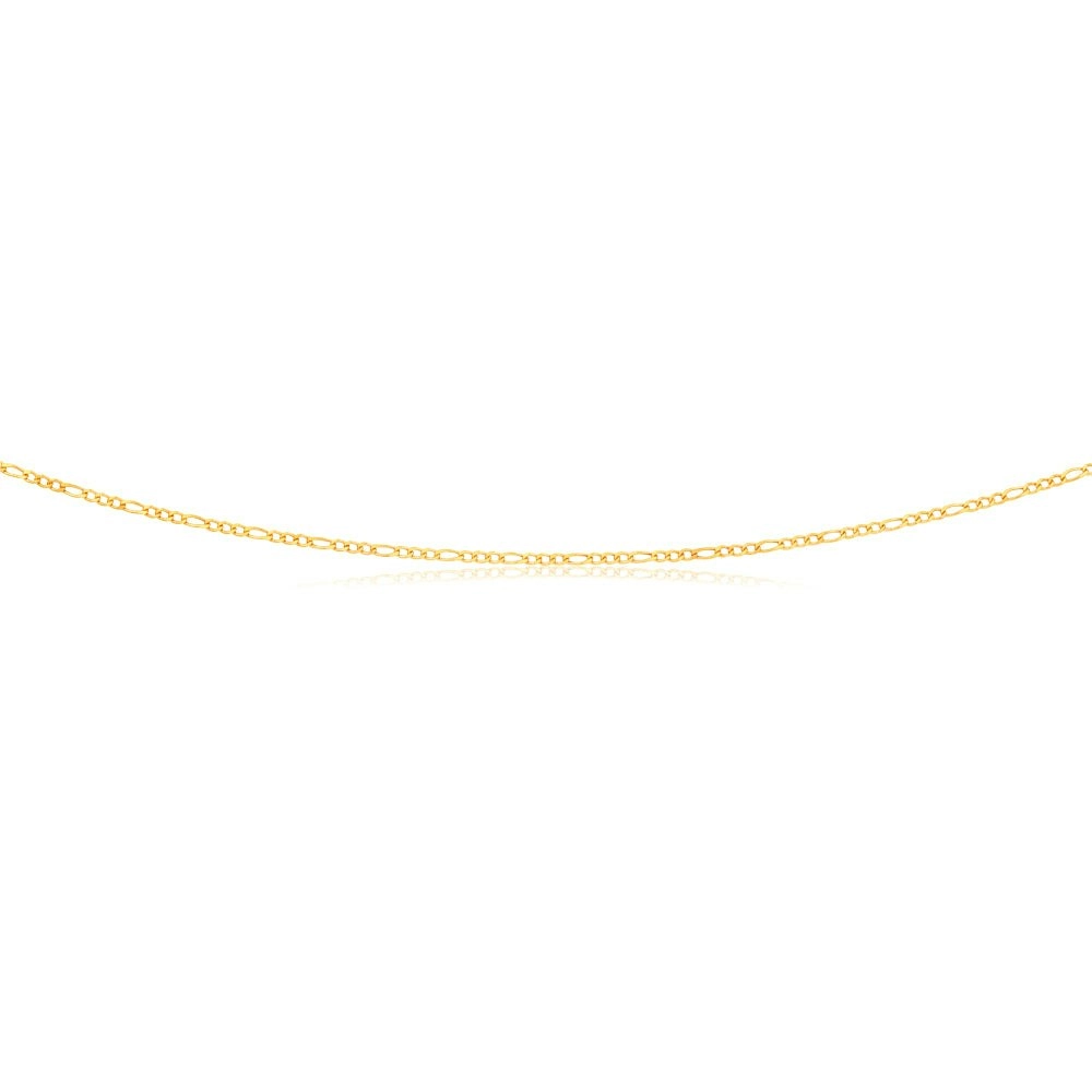 9ct Figaro 3:1 Yellow Gold 50cm 40Gauge Chain