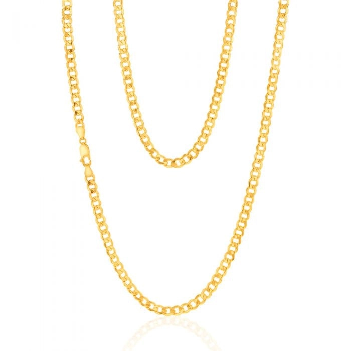 9ct Yellow Gold Silverfilled Flat Curb 120 Gauge 60cm Chain