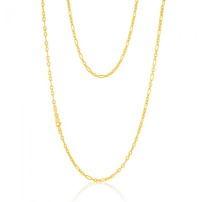 9ct Yellow Gold Silverfilled 80Gauge Fancy 60cm Chain