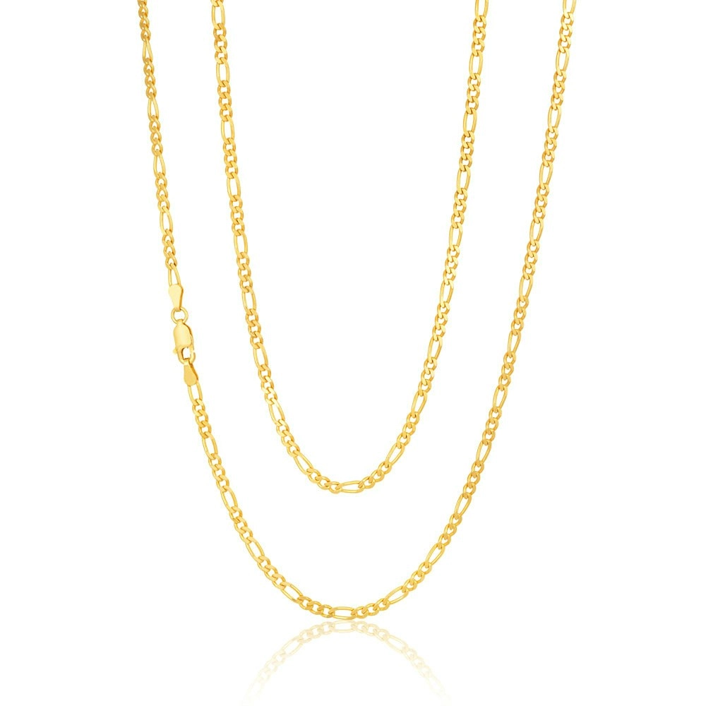 9ct Yellow Gold Figaro Chain 70cm in 80 Gauge