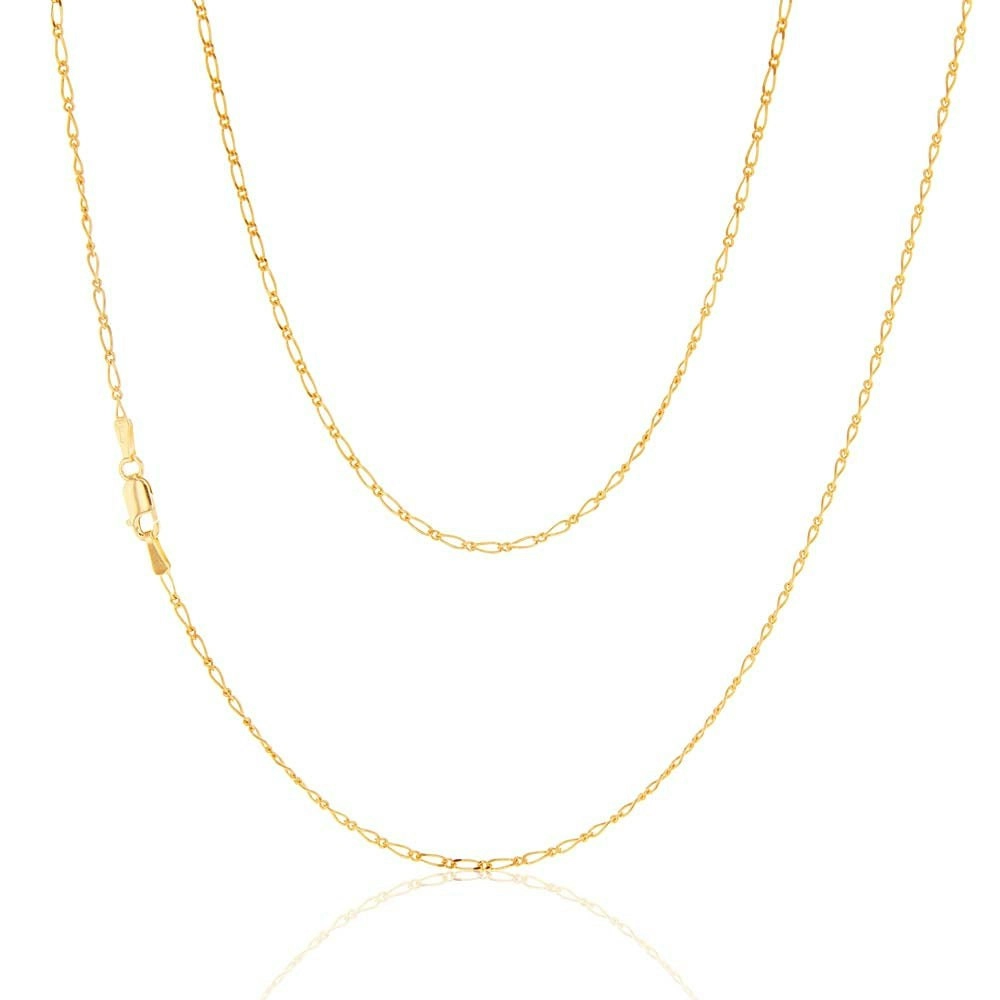 9ct Yellow Gold 40 Gauge 1:1 Figaro 46cm Chain