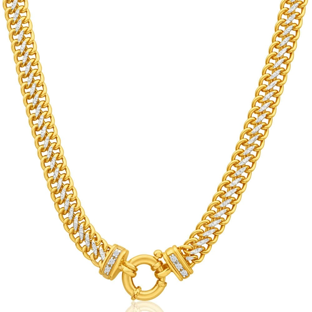 9ct Yellow Gold Silver Filled Cubic Zirconia Mesh Chain