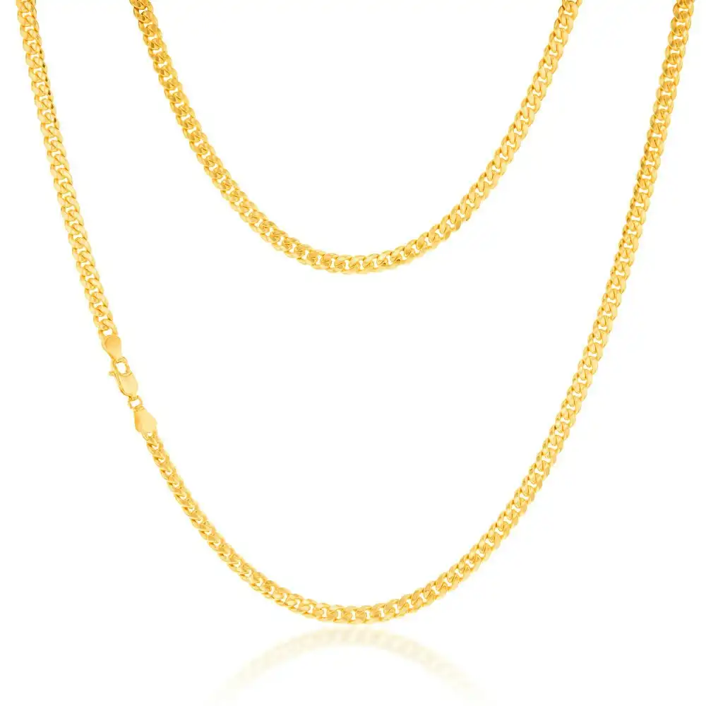 9ct Yellow Gold Silverfilled 120 Gauge Curb 55cm Chain