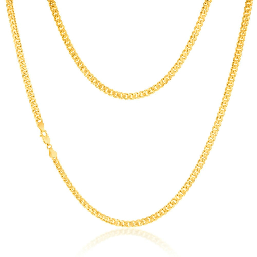 9ct Yellow Gold Silverfilled 120 Gauge Curb 55cm Chain