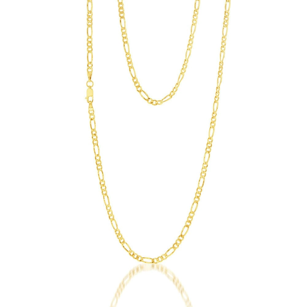 9ct Yellow Gold Silverfilled 1:3 Figaro 80 Gauge 60cm Chain