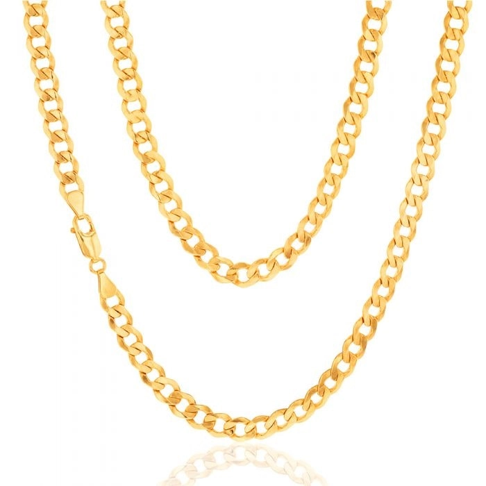 9ct Yellow Gold Silverfilled Flat curb 160 Gauge 55cm Chain