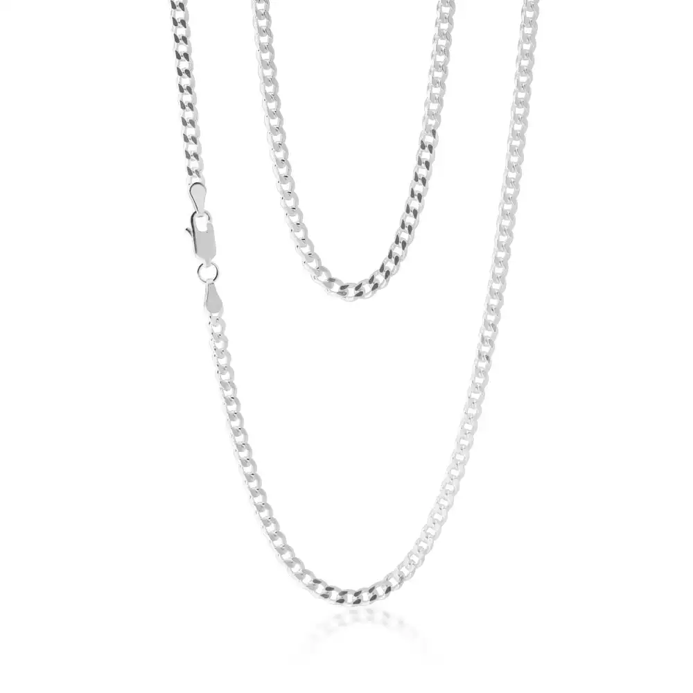 Sterling Silver Curb Dicut 45cm 100 Gauge Chain