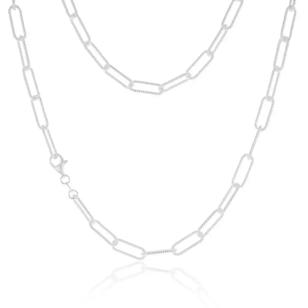 Sterling Silver Patterned Paperclip 140 Gauge 45cm Chain