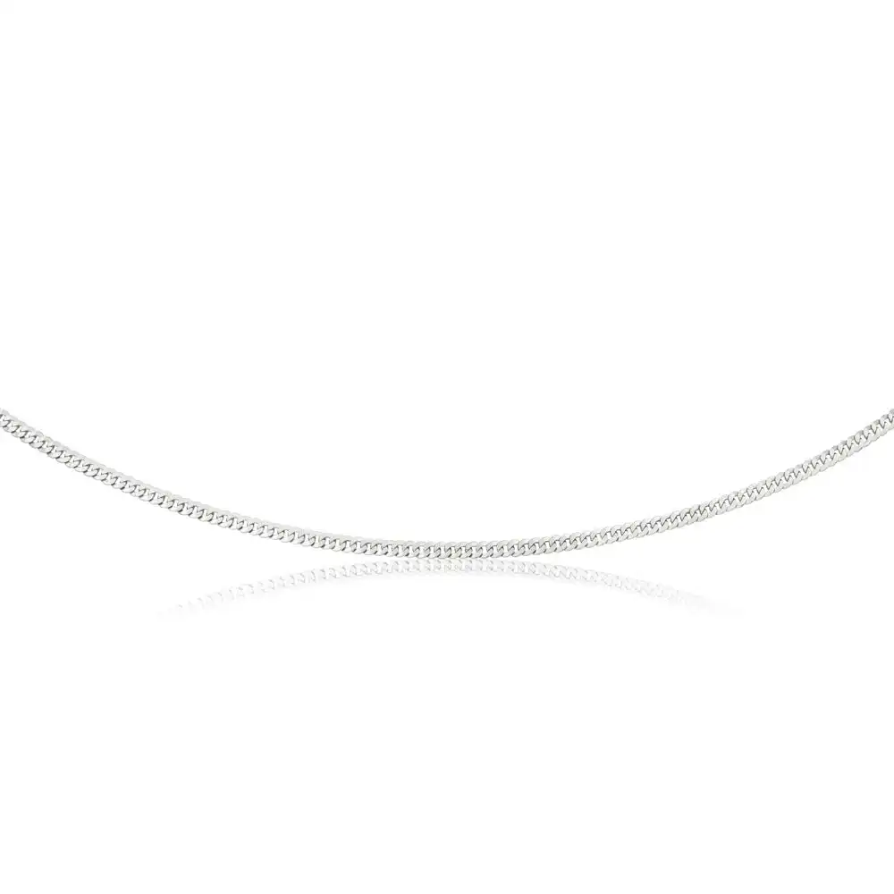 Sterling Silver Rhodium Plated 55cm 90 Gauge Flat Curb Chain