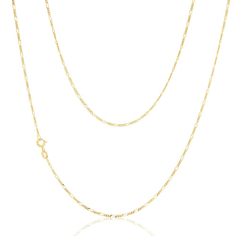 9ct Yellow Gold 40 Gauge 1:3 Figaro 51cm Chain