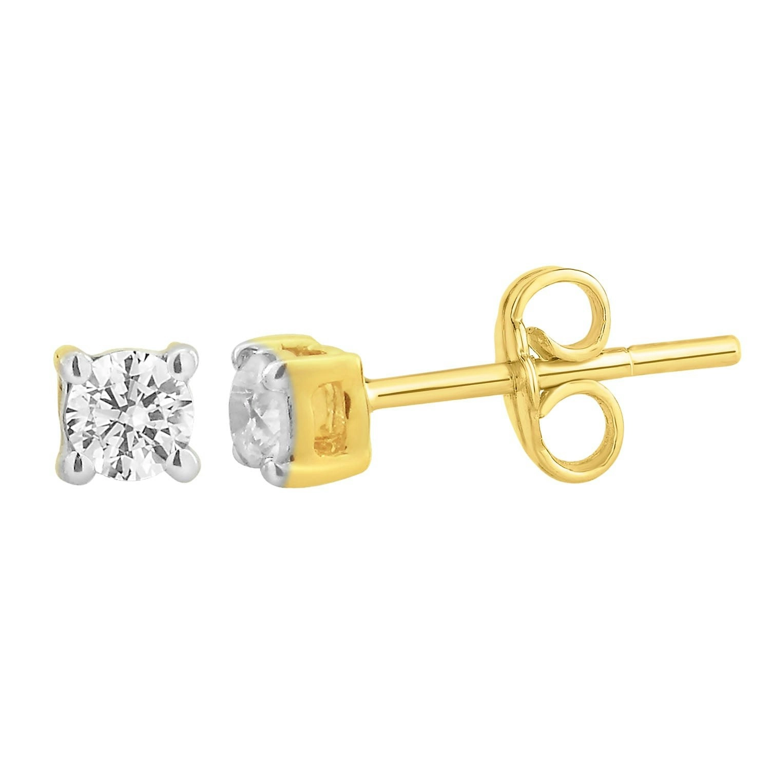 9ct Yellow Gold  0.20 Carat Diamond Stud Earrings