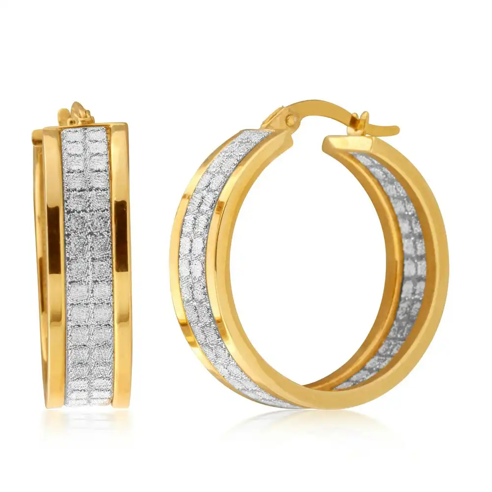 9ct Yellow Gold Silver Filled Stardust Hoop Earrings