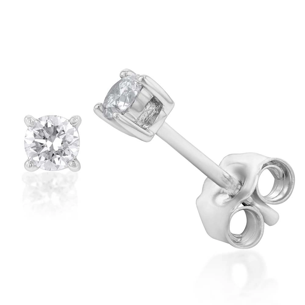 Luminesce Lab Grown Diamond Solitiaire Classic 1/5 Carat Stud Earring 9ct White Gold