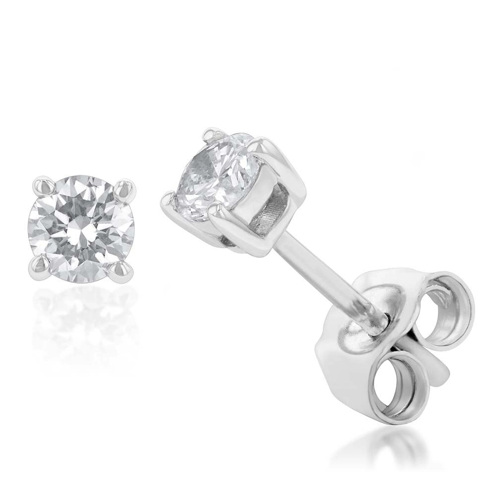 Luminesce Lab Grown Diamond Solitiaire Classic 1/3 Carat Stud Earrings 9ct White Gold