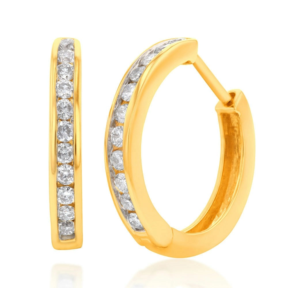 Luminesce Lab Grown 1/2 Carat Diamond Hoop Earring in 9ct Yellow Gold