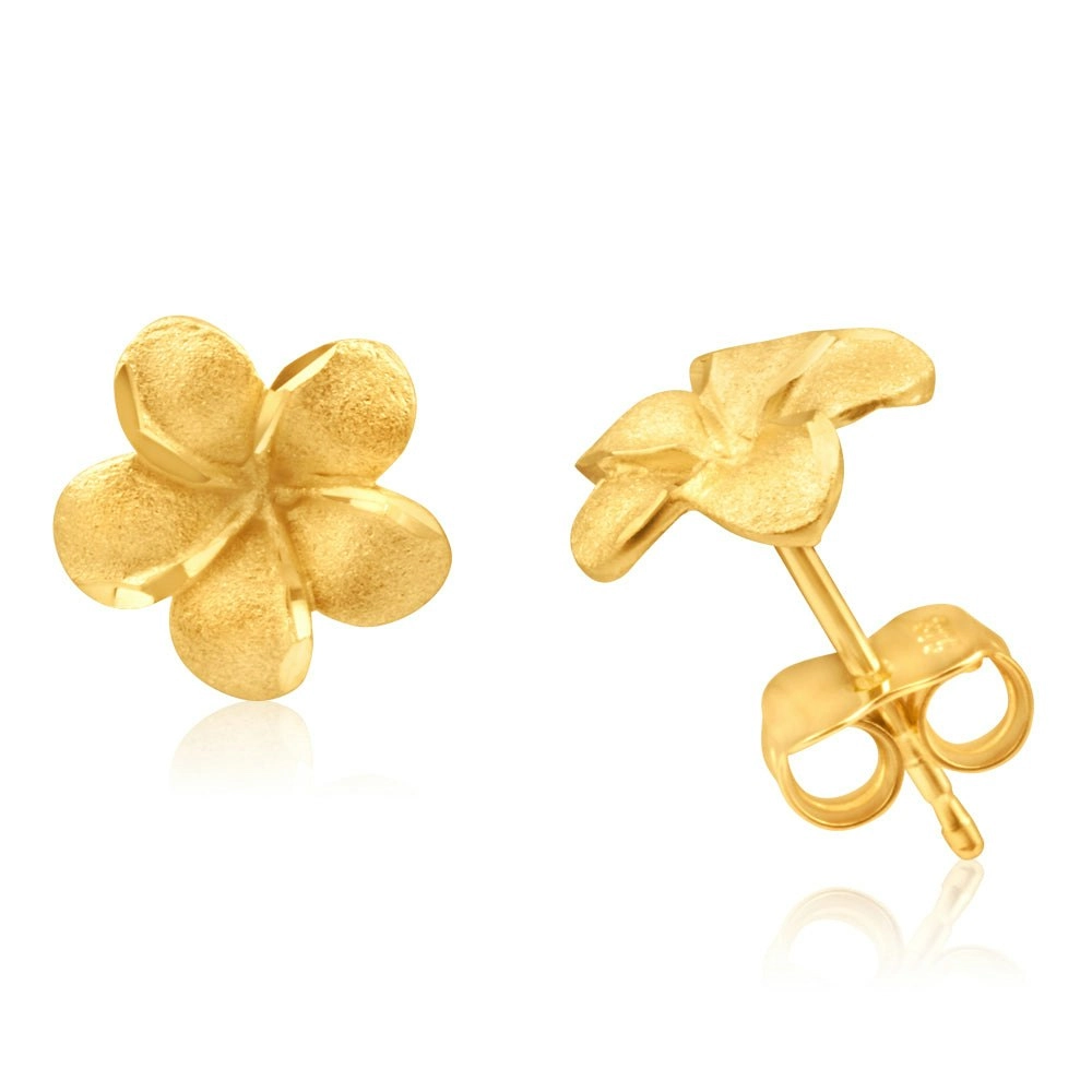 9ct Yellow Gold Flower Stud Earrings